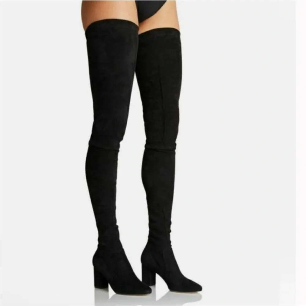 NIB Tamara Mellon Helmut Over The Knee Stretch Suede Boots Thigh Black 37.5
